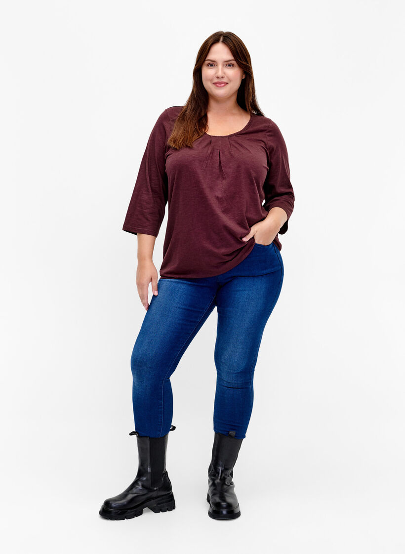 Bomullstopp med 3/4 ermer, Fudge, Model image number 2