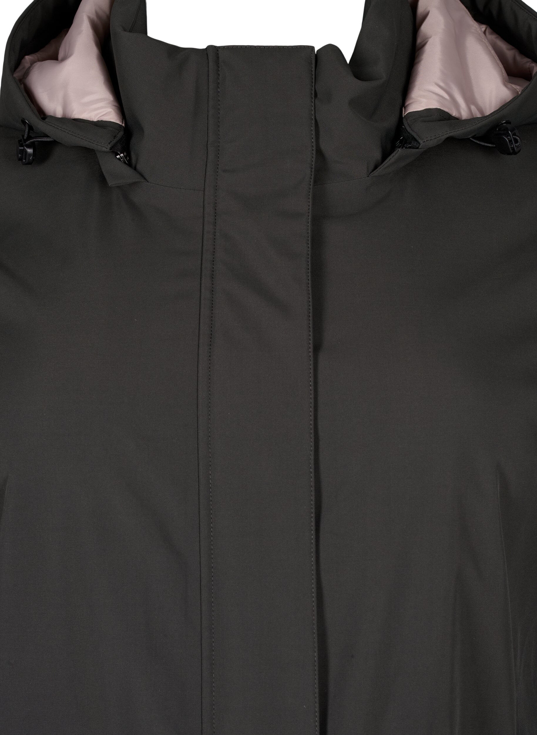 Zizzi Funksjonell parkas vinterjakke med hette, Raven, Packshot image number 2