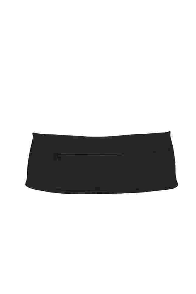 Løpebelte med lommer og glidelås, Black, Packshot image number 1