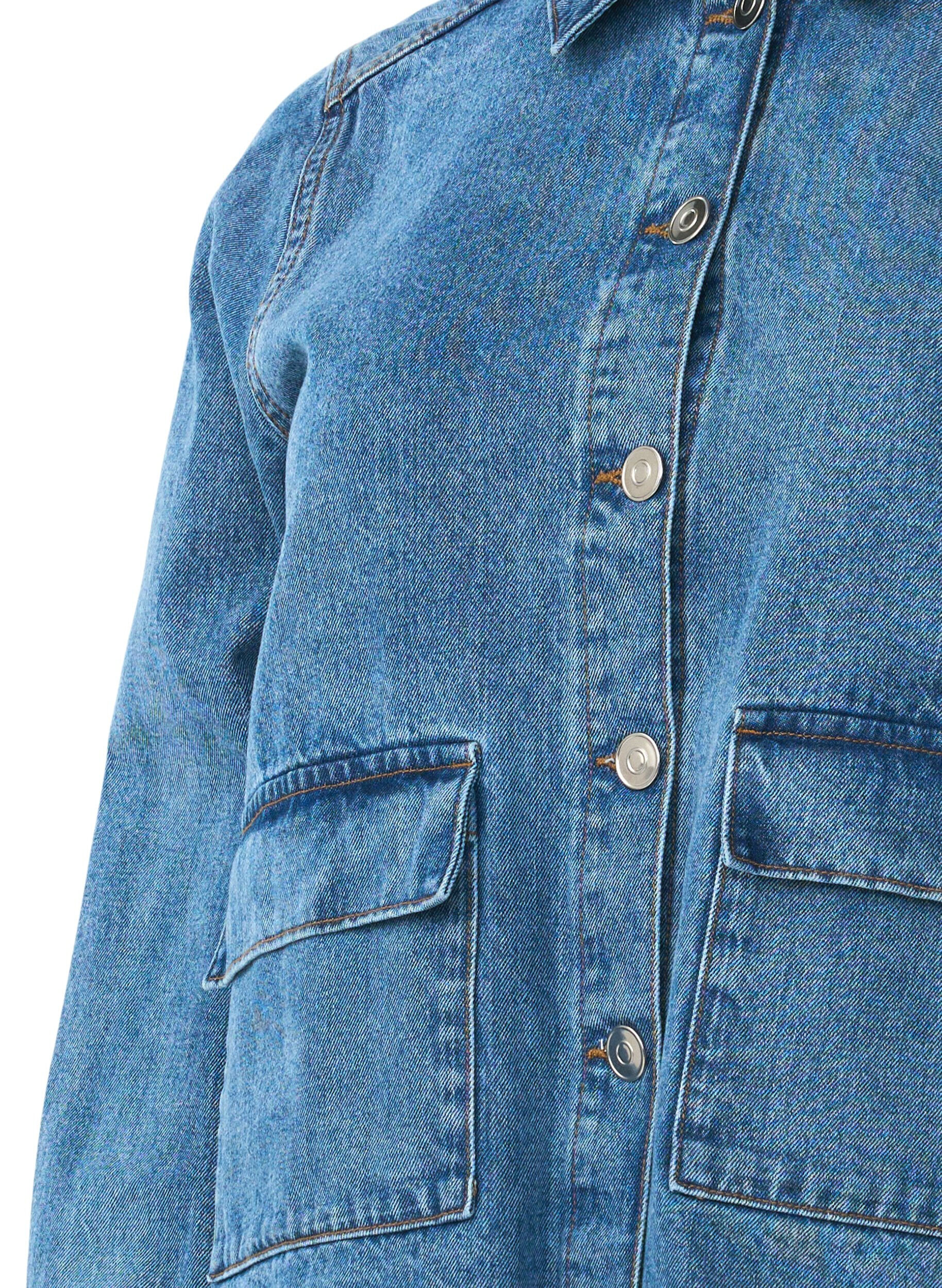 Zizzi Skjortejakke i denim med lommer, Blue Denim, Packshot image number 2