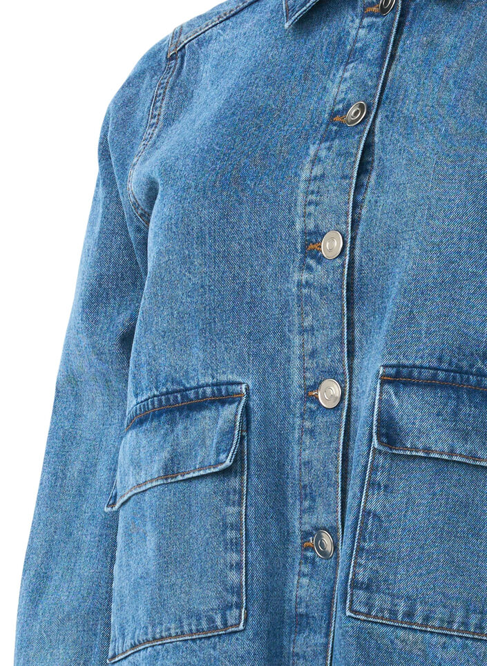 Skjortejakke i denim med lommer, Blue Denim, Packshot image number 2