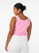 Ensfarget basic topp i bomull, Rosa, Model image number 2