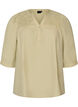 Bluse med smock og 3/4 ermer, Gr&oslash;nn, Packshot image number 0