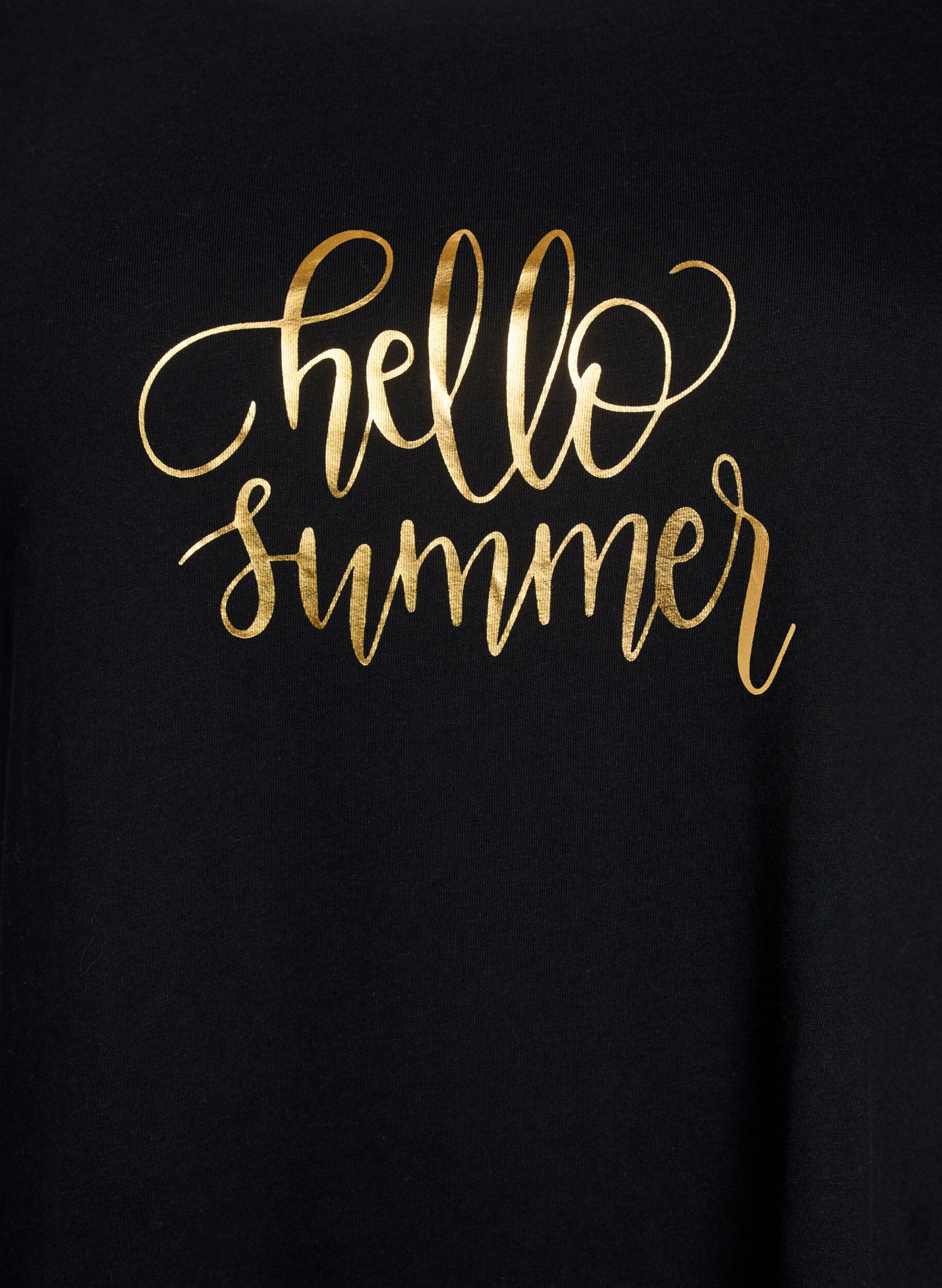 Zizzi T-skjorte med rund hals og A-linje form, Svart, Packshot image number 2