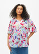 Plissert blomstrete bluse, White/MultiFlowerAOP, Model image number 0