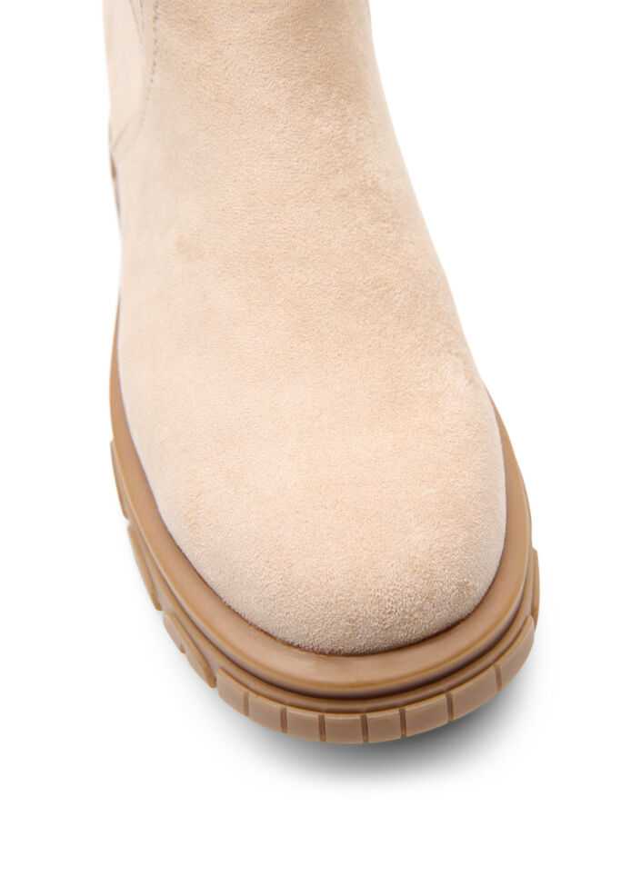 Chunky st&oslash;vel i imitert semsket skinn, Beige, Packshot image number 3
