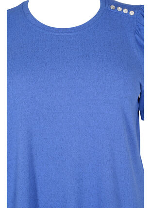 Bluse med korte puffermer, Dazzling Blue Mel., Packshot image number 2