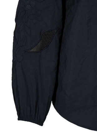Zizzi Bluse i Tencel ™ Modal med broderidetaljer, Black, Packshot image number 3