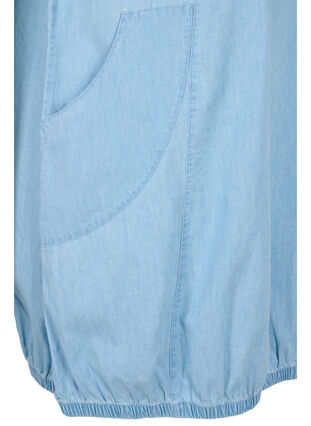 Kortermet denimkjole med lommer, Light blue denim, Packshot image number 3