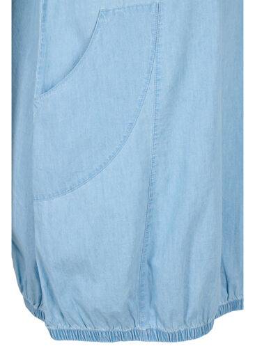 Kortermet denimkjole med lommer, Light blue denim, Packshot image number 3