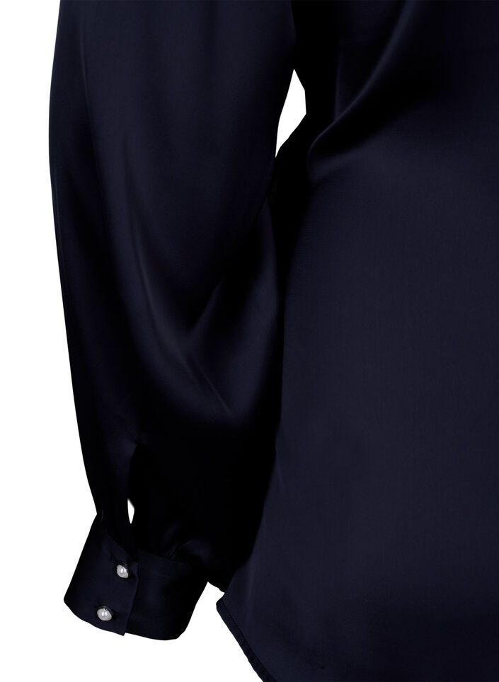 Festbluse i sateng med omslag, Night Sky, Packshot image number 4