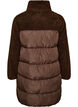 Midilang pufferjakke med teddyfleece, Brun, Packshot image number 1