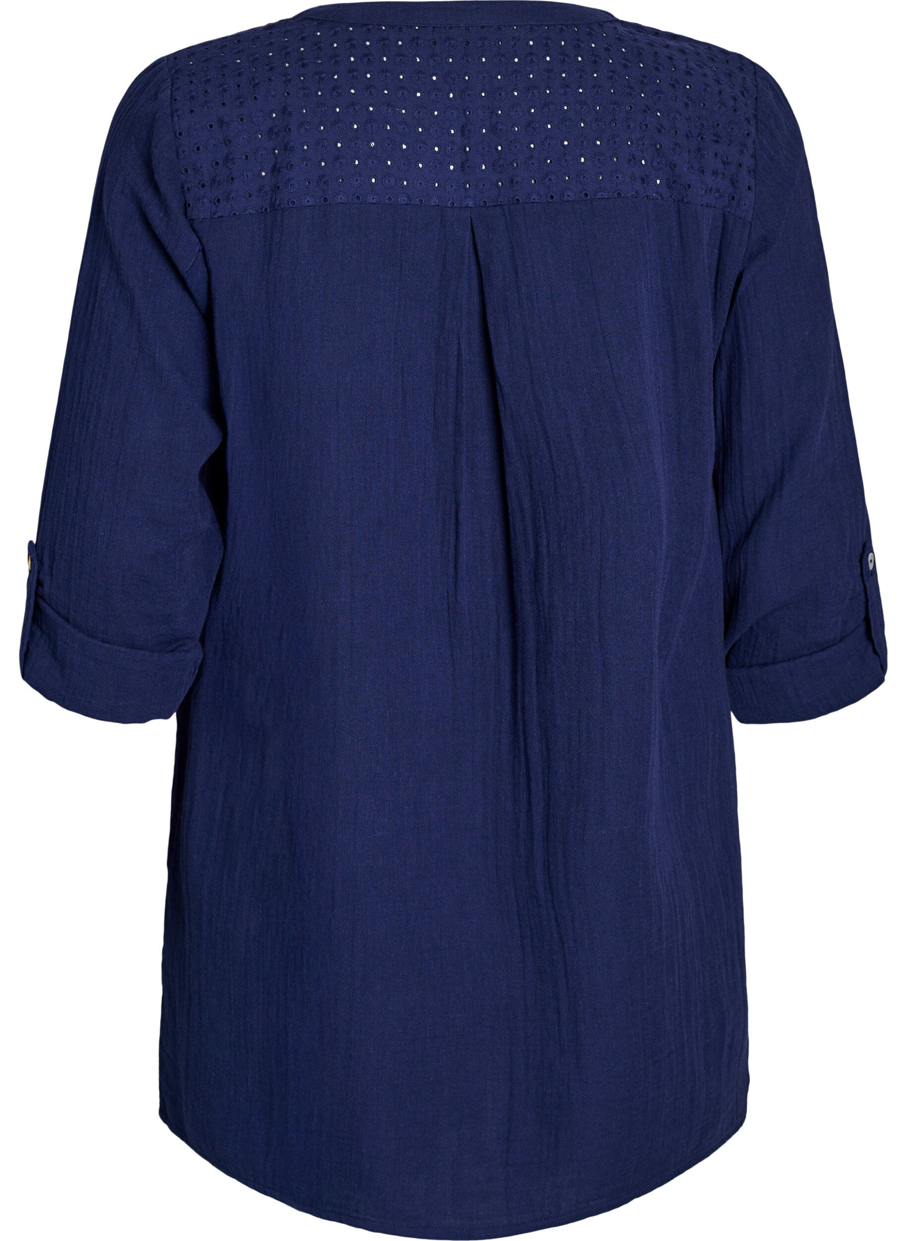 ZizziBomulds muslin-tunika med broderie anglaise, Bl&aring;, Packshot image number 1