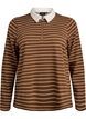 Stripete poloskjorte med glidelås, Brun, Packshot image number 0