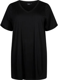 Ensfarget oversized t-skjorte med V-hals, Black