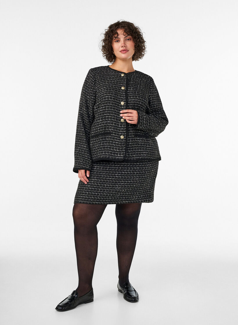 Kort boucl&eacute;-skj&oslash;rt, Svart, Model image number 1