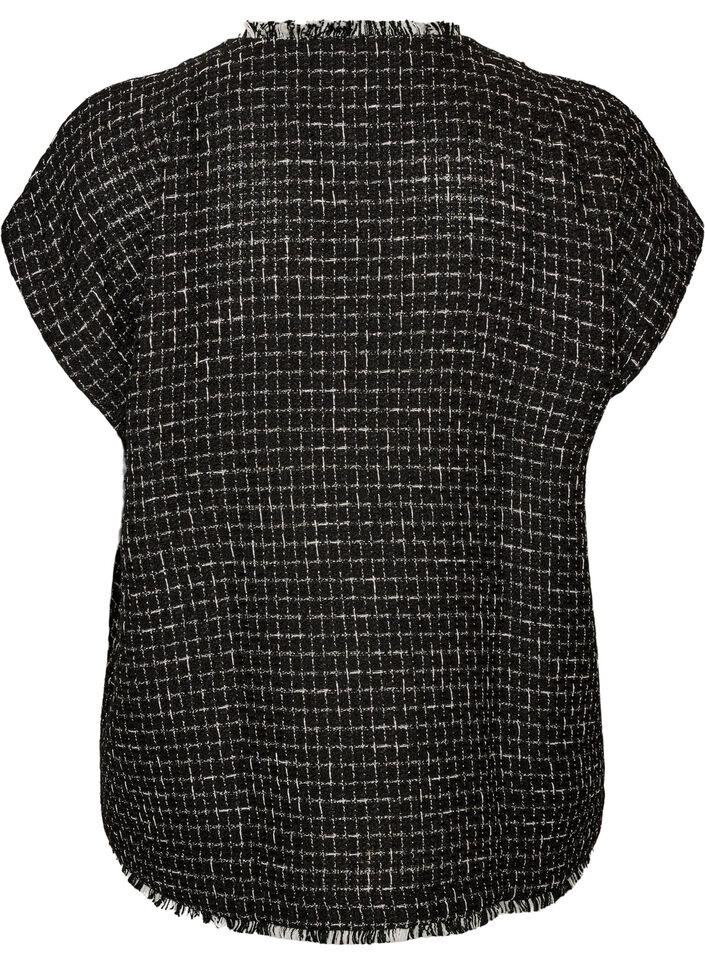 Rutete vest med dekorative knapper, Svart, Packshot image number 1