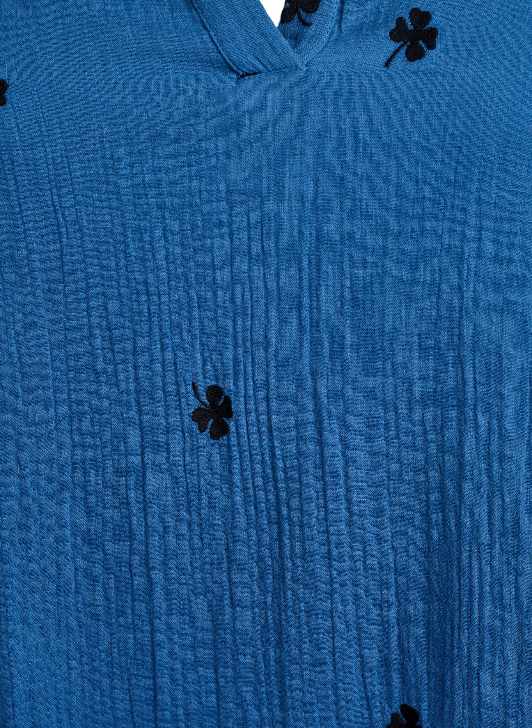 Zizzi Kort kjole i bomullsmuslin med broderte blomster, Bl&aring;, Packshot image number 2