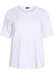 Ribbestrikket jerseybluse med korte ermer, Hvit, Packshot image number 0