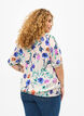 Blomstret bluse med vaffels&oslash;m, Bl&aring;, Model image number 2