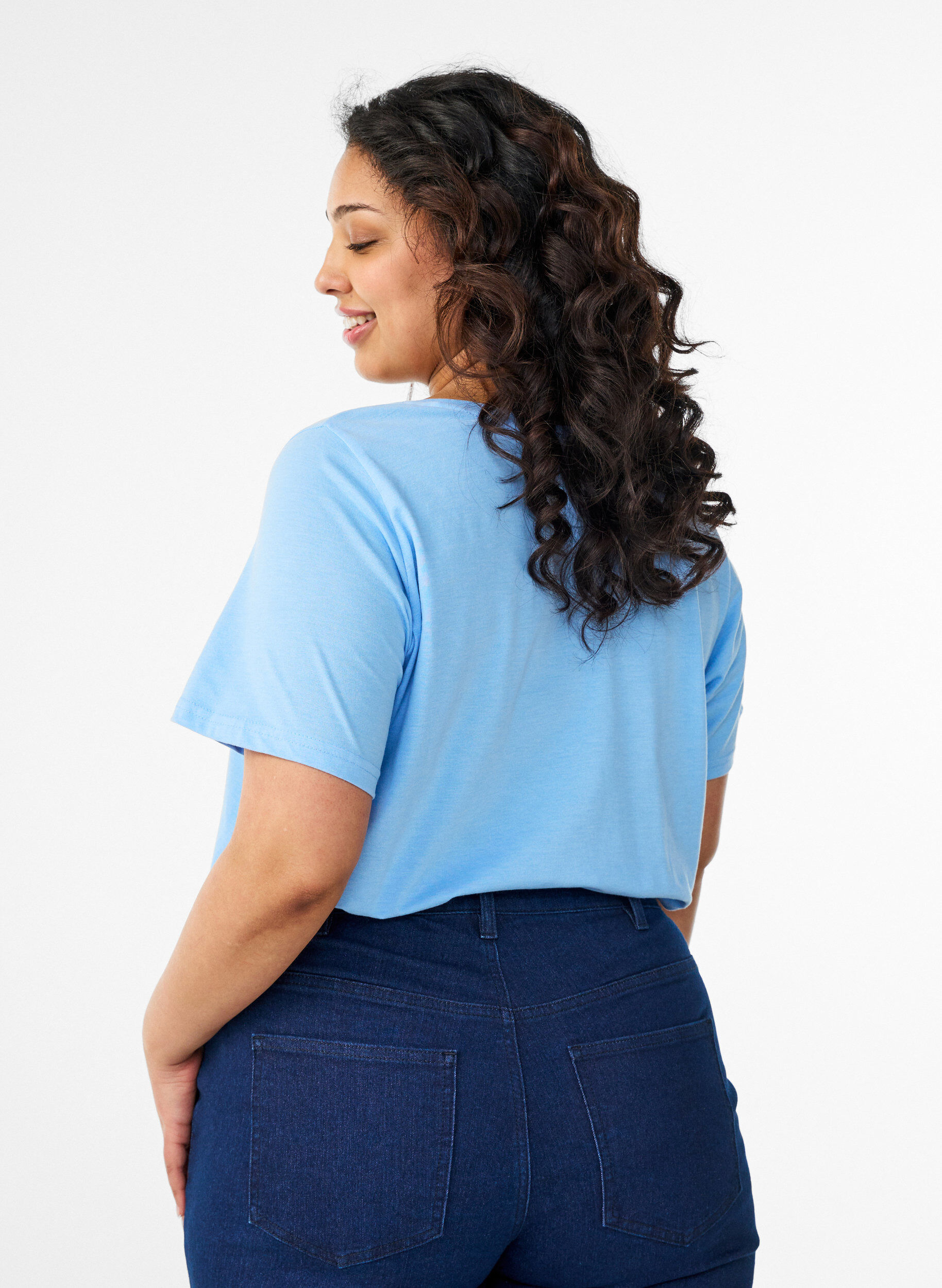 ZizziT-skjorte med V-hals, Bl&aring;, Model image number 2