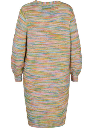 Lang, mønstrete strikket cardigan i bomullsmiks, Multi Color, Packshot image number 1