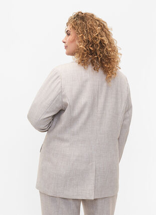 Zizzi Melert blazer med knappelukking, String, Model image number 1