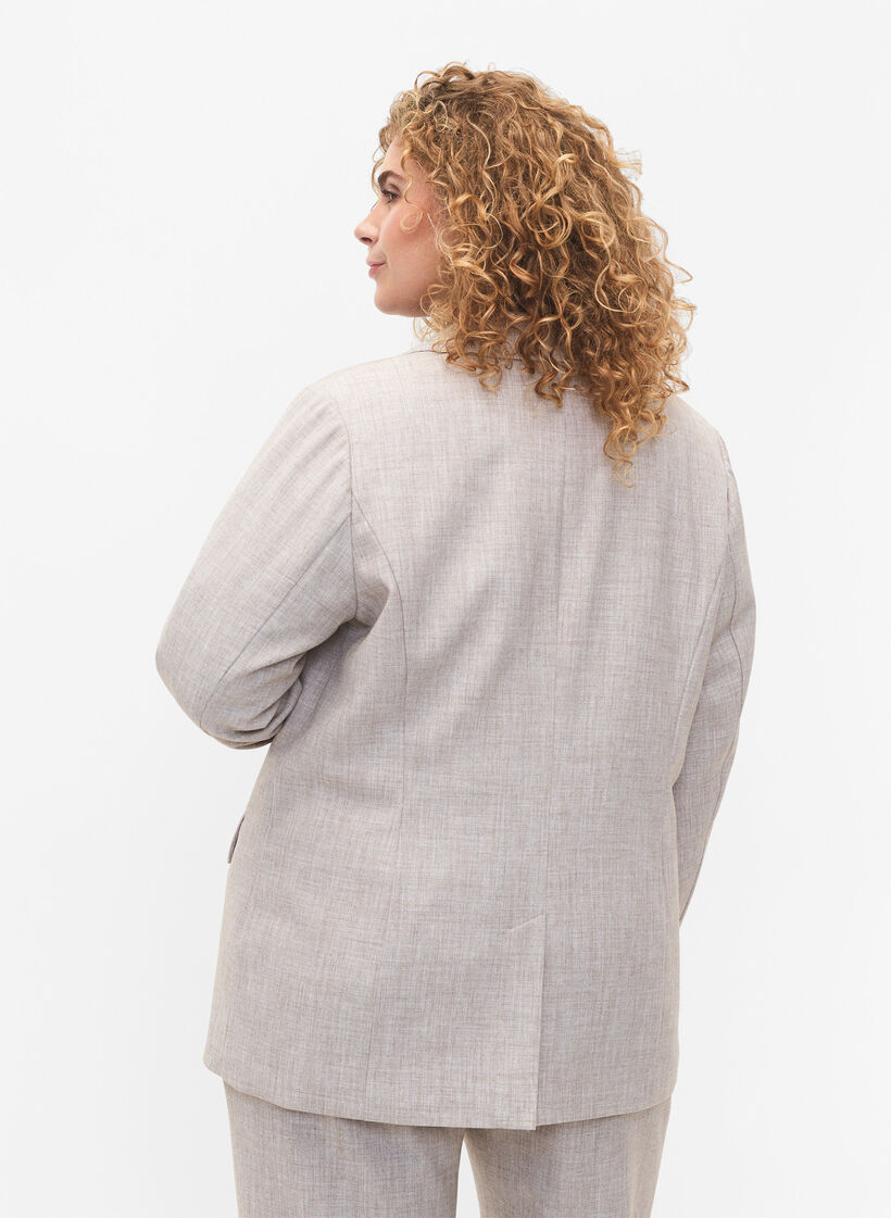 Melert blazer med knappelukking, String, Model image number 1