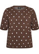 Kortermet strikkebluse med prikker, Brun, Packshot image number 0