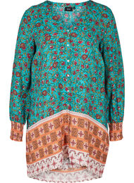 Viskoseskjorte med mønster og V-hals, Indian Paisley AOP
