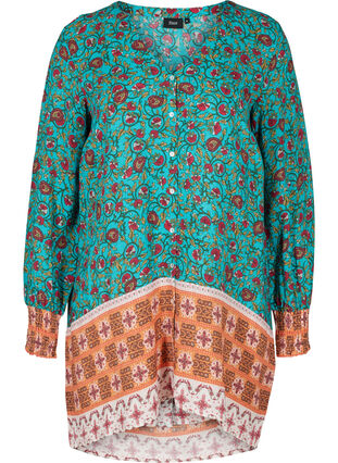 Viskoseskjorte med mønster og V-hals, Indian Paisley AOP, Packshot image number 0