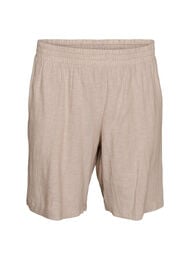 H&oslash;ymidjede shorts i lin og viskose, Beige
