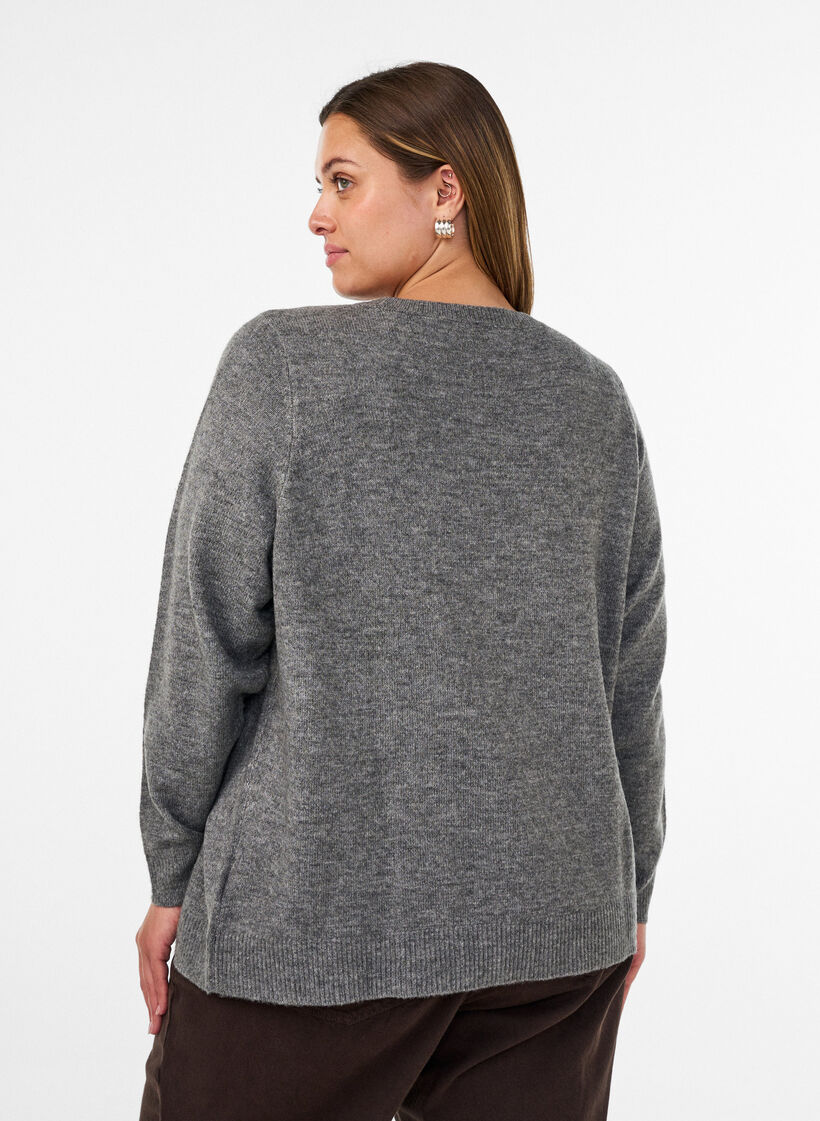 Strikkebluse med glittersl&oslash;yfe, Gr&aring;, Model image number 2