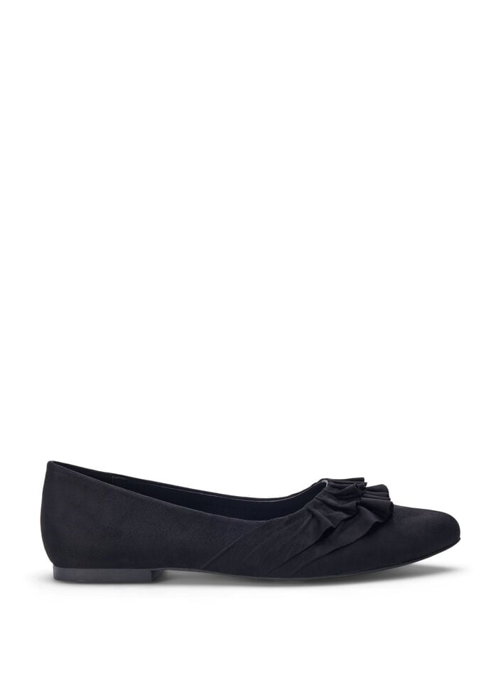 Ballerinasko med vid passform og volanger, Black, Packshot image number 0