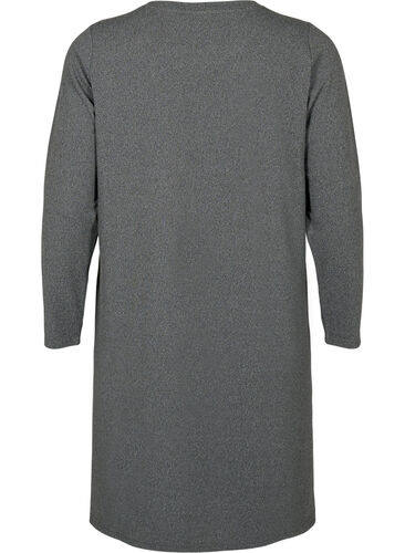 Langermet jerseykjole med knappedetaljer, Dark Grey Melange, Packshot image number 1