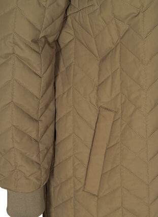 Lang quiltet jakke med knappelukking, Bungee Cord, Packshot image number 3