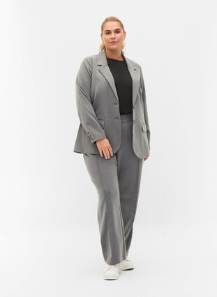 Enkel blazer med lommer, Medium Grey Melange, Model image number 3