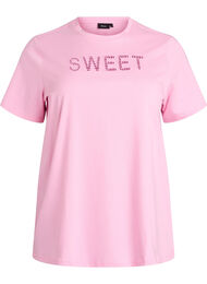 Bomulls T-skjorte med brodert tekst, Hvit