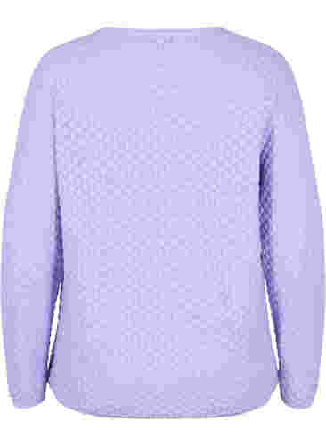 Mønstrete strikkegenser med V-hals, Lavender, Packshot image number 1