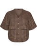 Bluse med ruter og brystlommer, Brun, Packshot image number 0