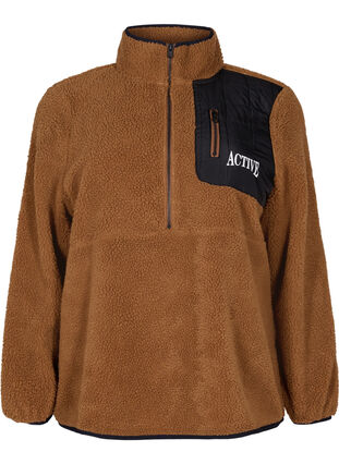 Teddy anorakk med høy hals og vattering, Partridge, Packshot image number 0