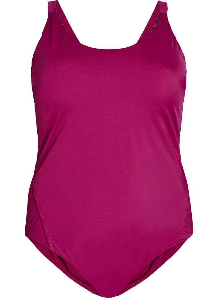 Badedrakt med ryggdetalj, Rød, Packshot image number 0