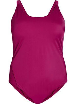 Zizzi Badedrakt med ryggdetalj, Rød, Packshot image number 0