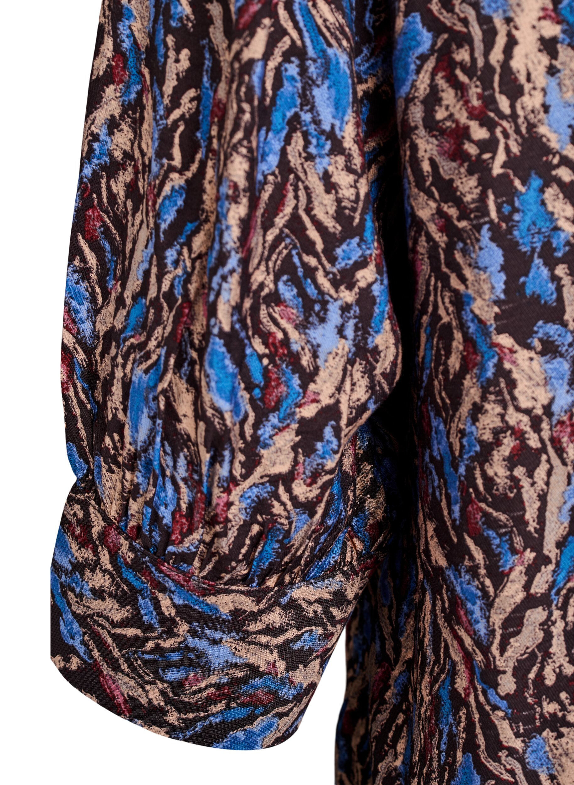 Zizzi Bluse med V-hals og 3/4-ermer, Bl&aring;, Packshot image number 3