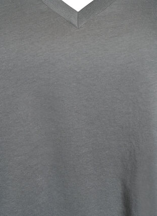 Zizzi Enkel T-skjorte i bomull med V-hals, Grønn, Packshot image number 2