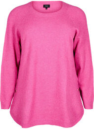 Langstrikket bluse med knappdetalj på siden, Raspberry Rose Mel.