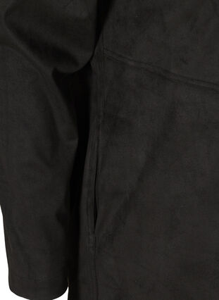 Lang skjorte i imitert, semsket skinn, Black, Packshot image number 3
