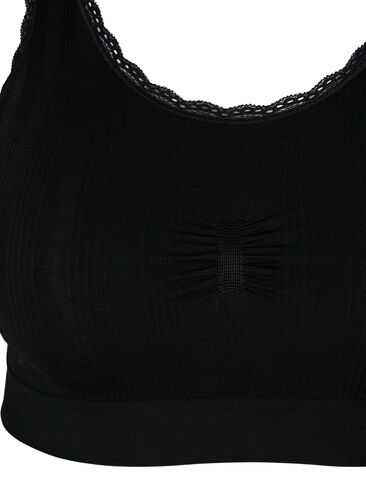 Behagelig BH med blondekanter, Black, Packshot image number 2