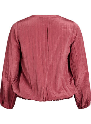 Zizzi Bluse med V-hals og krøllete tekstur, Rosa, Packshot image number 1