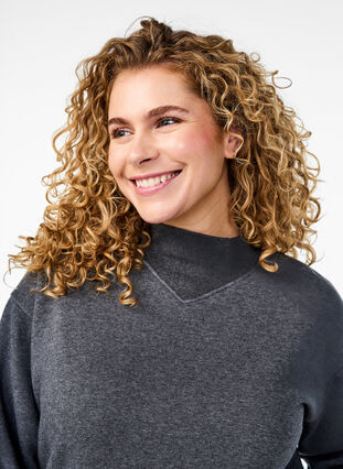 Zizzi Genser med høy hals og lange ermer, Grå, Model image number 3